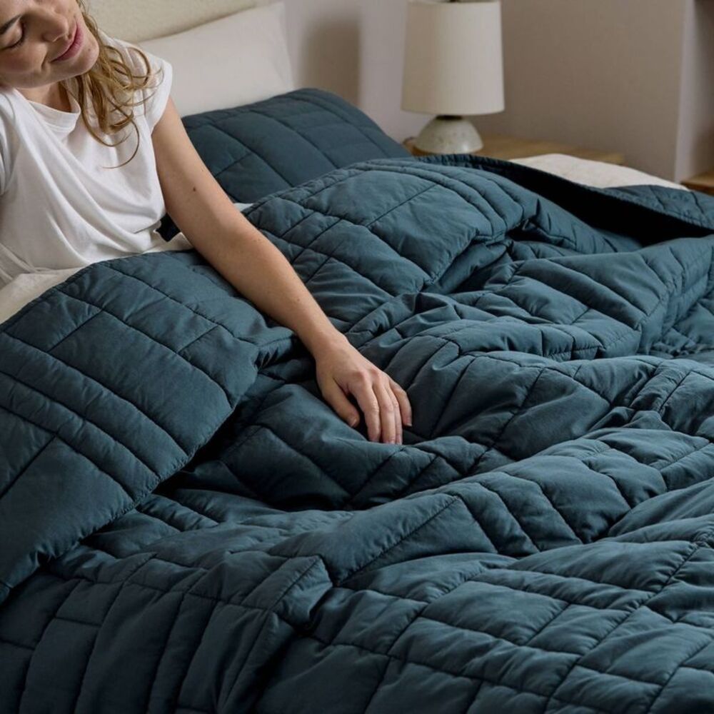 Parachute - Standard Cozy Block Quilted Sham Set Cove - Parach Blue - Picture 3 of 4